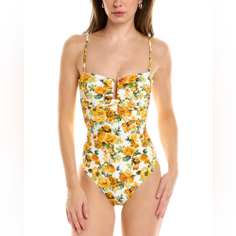 ONIA Pauline cutout floral print bathing suit